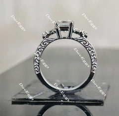 Doveggs princess carved vintage moissanite engagement ring