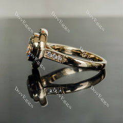 Doveggs round halo bezel moissanite engagement ring