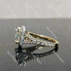 Doveggs Radiant Halo Split Shanks Lab Grown Diamond Engagement Ring
