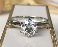 doveggs solid 18k white gold 1 carat EF color round solitaire moissanite ring