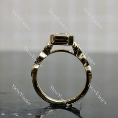 Radiant bezel side stones moissanite engagement ring| DovEggs
