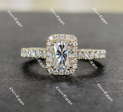 Doveggs cathedral cushion halo moissanite engagement ring