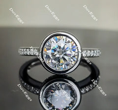 Doveggs round half eternity pave moissanite engagement ring