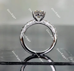 Doveggs round half eternity pave moissanite engagement ring