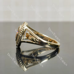 Doveggs Pear Bezel Halo Split Shanks Fancy Pink Lab Grown Diamond Engagement Ring
