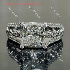 Kaleidoscope-Octagon pave vintage moissanite engagement ring | DovEggs