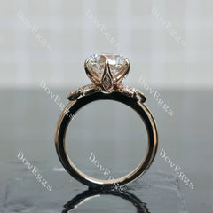Doveggs Round Floral Lab Grown Diamond Engagement Ring