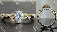 Doveggs pear vintage moissanite engagement ring