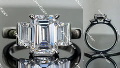 DovEggs side-stone three-stone engagement ring only semi-mount only(Exclusively to DovEggs Stones)