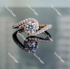 Doveggs pave curved band engagement ring only semi-mount only(Exclusively to DovEggs Stones)