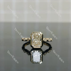 Radiant bezel side stones moissanite engagement ring| DovEggs