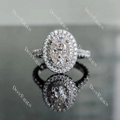 DovEggs double halo pave engagement ring semi-mount only(Exclusively to DovEggs Stones)