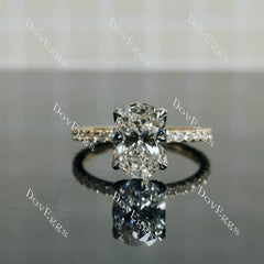 Corona-Oval pave moissanite engagement ring| DovEggs
