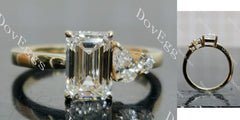 Emerald pave three stones moissanite engagement ring| DovEggs