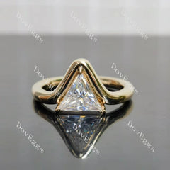 Triangle solitaire eleglant ethical lab diamond engagement ring only semi-mount only(Exclusively to DovEggs Stones)