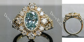Tin’s Marisol Oval floral colored moissanite engagement ring | DovEggs