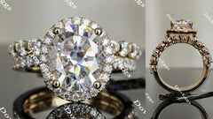 Oval halo pave moissanite engagement ring only| DovEggs