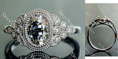 Atherine’s Joy-Oval side stones stardust grey moissanite engagement ring| DovEggs