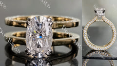Oval hidden halo pave moissanite engagement ring| DovEggs