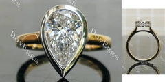 Bezel hidden halo engagement ring only semi-mount only(Exclusively to DovEggs Stones)