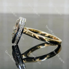 Bezel hidden halo engagement ring only semi-mount only(Exclusively to DovEggs Stones)