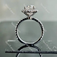 Oval halo pave moissanite engagement ring| Doveggs