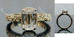 Doveggs Elongated Cushion Solitaire Art Deco Lab Grown Diamond Engagement Ring