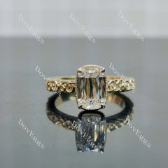 Doveggs Elongated Cushion Solitaire Art Deco Lab Grown Diamond Engagement Ring