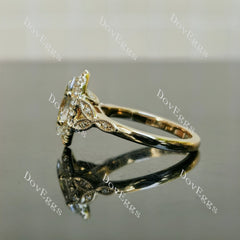 Marquise halo side stones art deco moissanite engagement ring| DovEggs