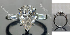 The Maddox-Pear three stones moissanite engagement ring| DovEggs