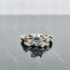 Round side stones moissanite engagement ring| DovEggs