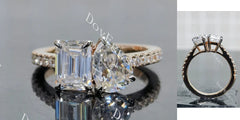 Pave two stones engagement ring only semi-mount only(Exclusively to DovEggs Stones)