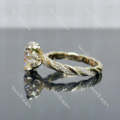 Beth Lauren- Round floral pave vintage moissanite engagement ring| DovEggs
