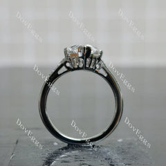 Pear pave art deco moissanite engagement ring| DovEggs