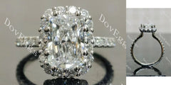 Radiant halo pave moissnaite engagement ring| DovEggs