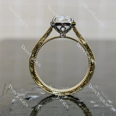 Cirss cut carving bezel moissnaite engagement ring| Doveggs
