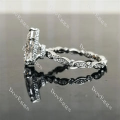 Pear pave hidden halo moissanite engagement ring| DovEggs