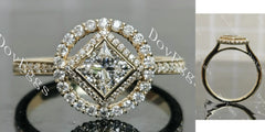 Serenity princess halo pave moissnaite engagement ring| Doveggs