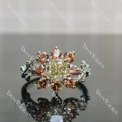 Floral art deco engagement ring semi-mount only(Exclusively to DovEggs Stones)