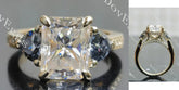 Three stones pave ethical lab diamond engagement ring only semi-mount only(Exclusively to DovEggs Stones)