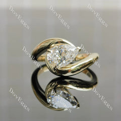 Pear solitaire art deco moissanite engagement ring| DovEggs
