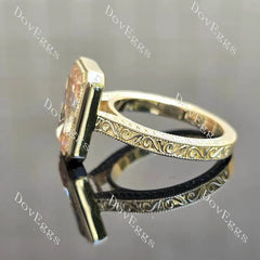 Carved bezel solitaire ethical lab diamond engagement ring only semi-mount only(Exclusively to DovEggs Stones)