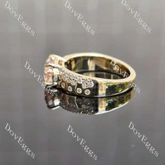Oval art deco pave moissanite engagement ring| DovEggs