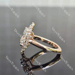 Oval floral vintage halo moissanite engagement ring| DovEggs