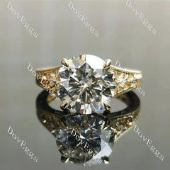 Beth's golden vintage-Round carved lab diamond engagement ring semi-mount only(Exclusively to DovEggs Stones)