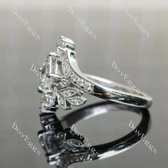 Floral art deco lab diamond engagement ring semi-mount only(Exclusively to DovEggs Stones)