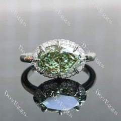Art deco pave lab diamond engagement ring semi-mount only(Exclusively to DovEggs Stones)