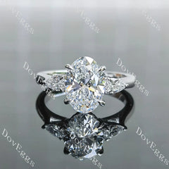 Side stones hidden halo lab diamond engagement ring semi-mount only(Exclusively to DovEggs Stones)