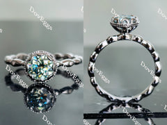 Doveggs round peacock blue moissanite engagement ring