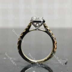 Doveggs Radiant Bezel Carved Lab Grown Diamond Engagement Ring